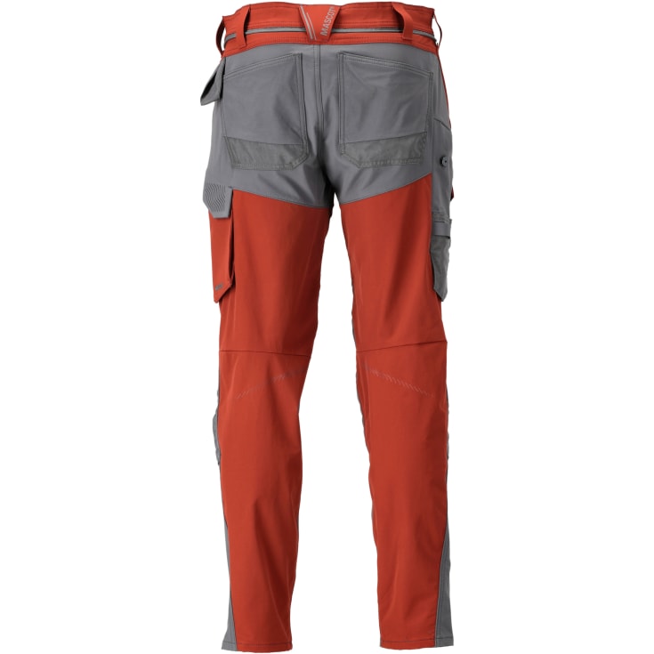 Mascot Customized arbejdsbukser med stretch, rødorange/grĂ¥, str. 82C52
