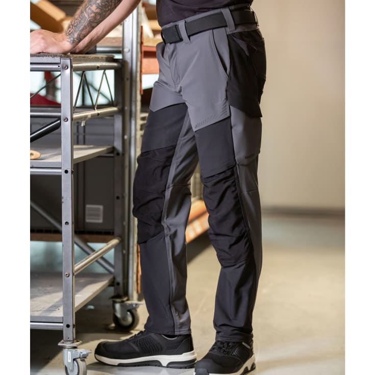 Mascot Customized arbeidsbukser med stretch, lysegrå/sort, str. 76C54