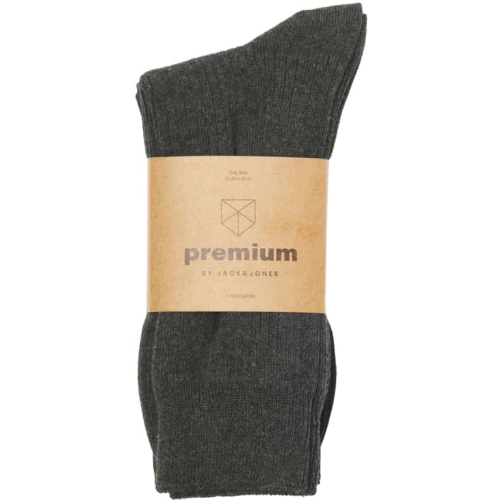 Jack & Jones JACPREMIUM 2-pak strømper, Black/Dark Grey Melange, ONESIZE