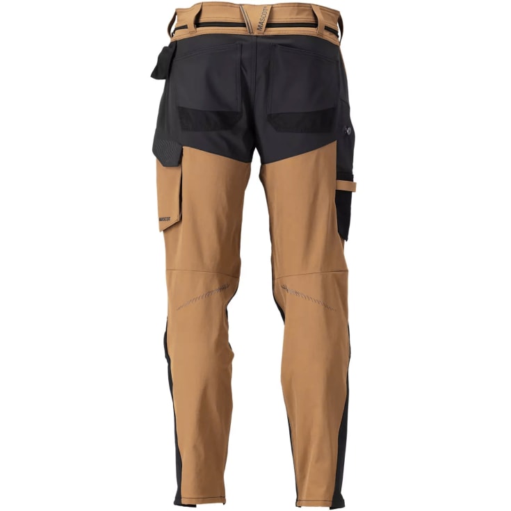 Mascot Customized arbetsbyxor med stretch, khaki/svart, st 82C45