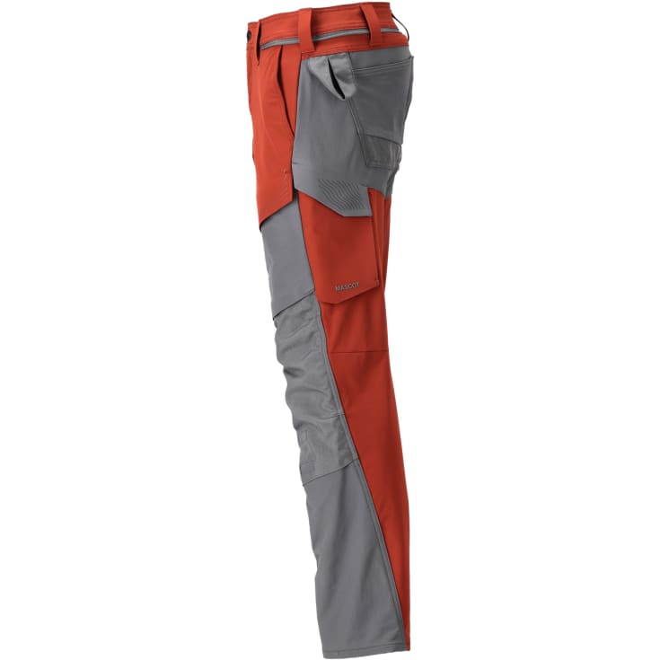 Mascot Customized arbejdsbukser med stretch, rødorange/grĂ¥, str. 82C52