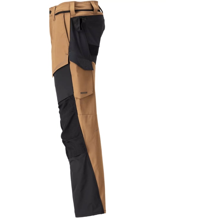 Mascot Customized arbeidsbukser med stretch, khaki/sort, str. 76C50
