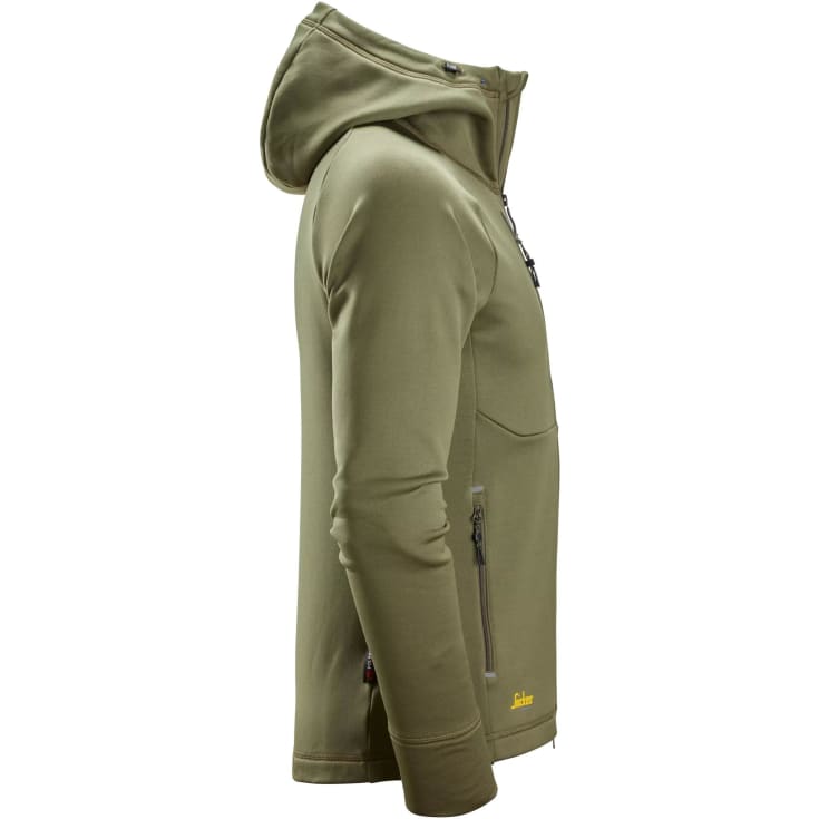 Snickers Flexiwork Polartec® hættetrøje med lynlås 8026 full stretch, Khaki Green, M