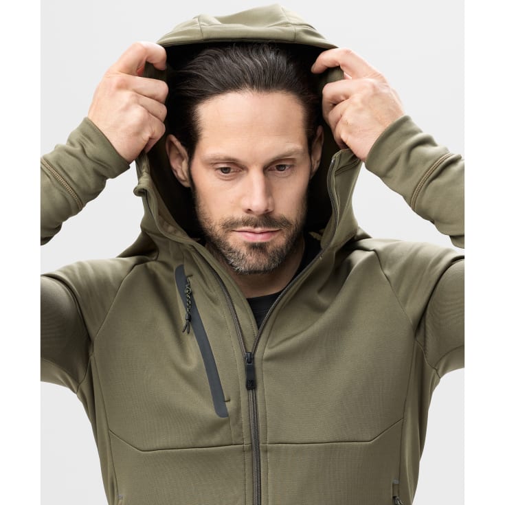Snickers Flexiwork Polartec® hættetrøje med lynlås 8026 full stretch, Khaki Green, M