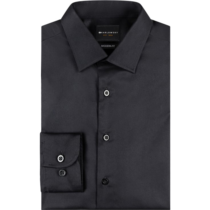 Karlowsky modern fit stretch dameskjorte, Black, M