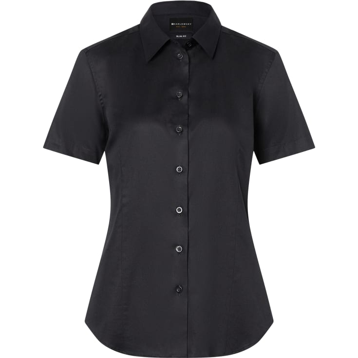 Karlowsky slim fit kortærmet dameskjorte, Black, L