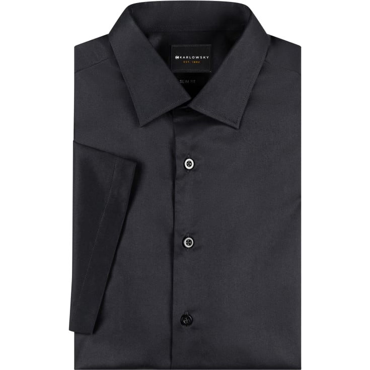 Karlowsky slim fit kortærmet dameskjorte, Black, L
