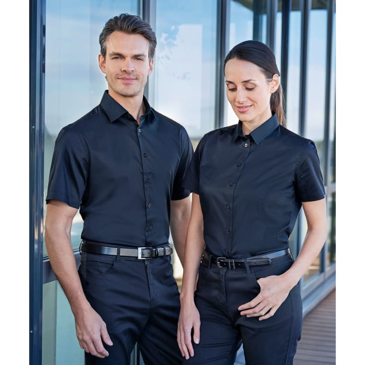Karlowsky slim fit kortærmet dameskjorte, Black, L