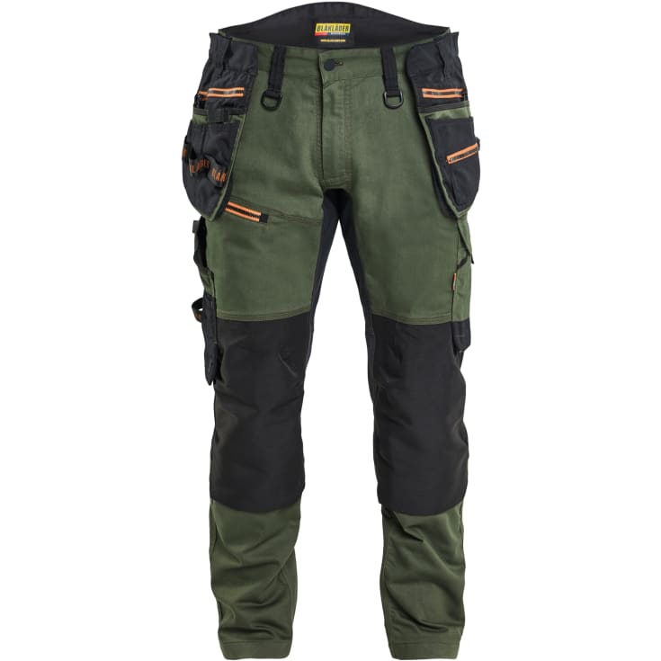 Blåkläder Workwear Striker hantverksbyxor med 2-vägsstretch, grön/rost, st D100