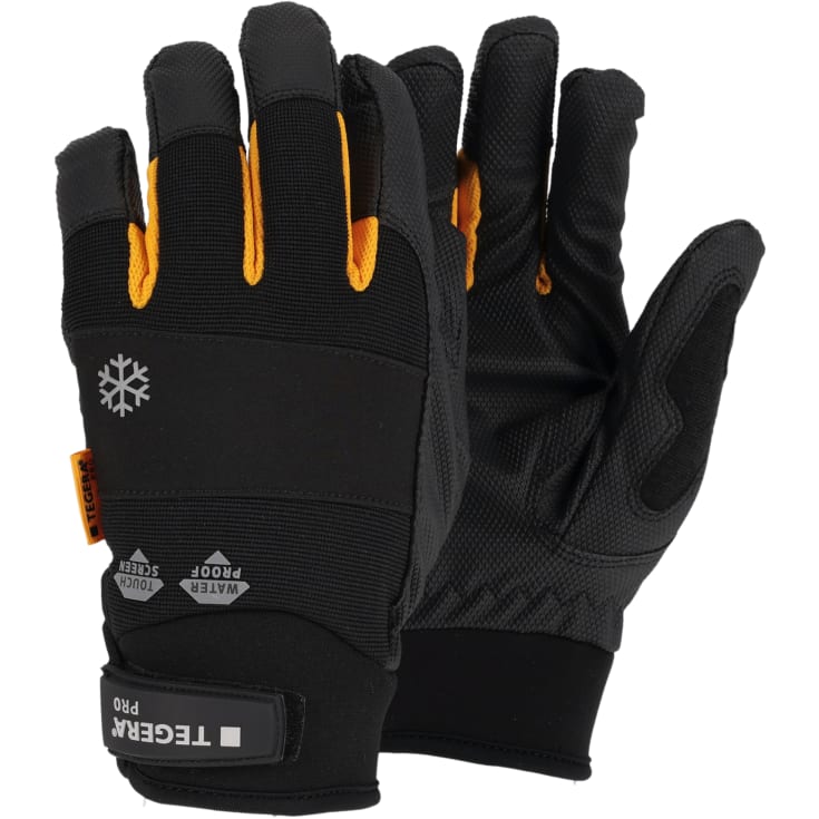 Tegera Pro 9133 vinter arbejdshandsker, Sort/grå/orange, 10
