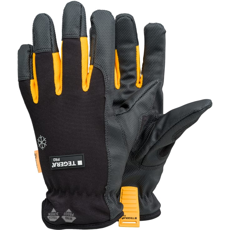 Tegera Pro 9137 vinter arbejdshandsker, Sort/grå/orange, 8
