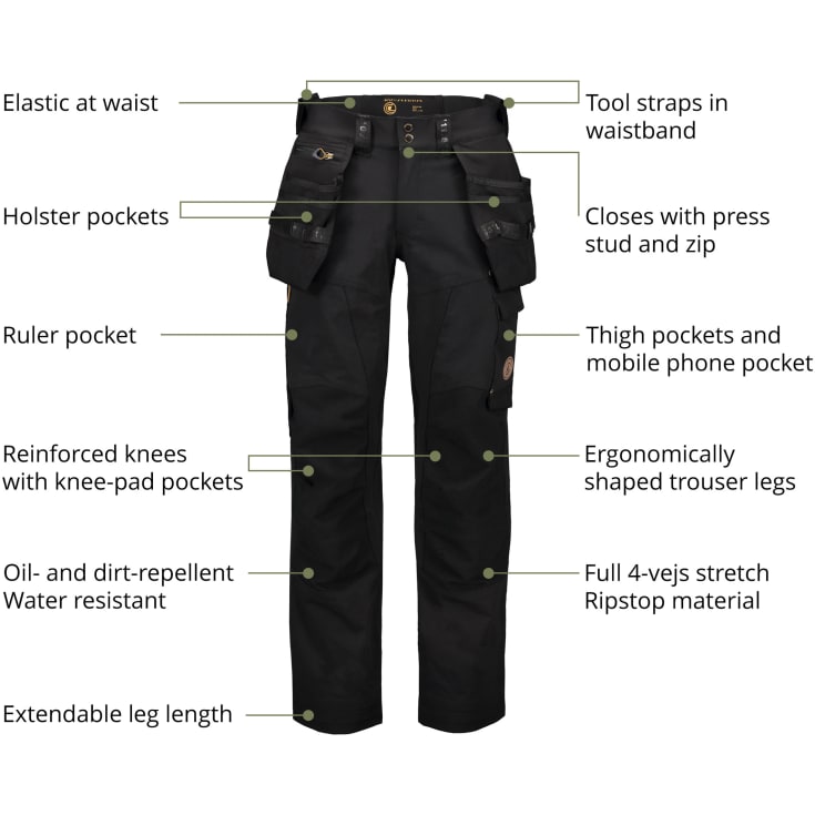 Westborn håndværkerbukser full stretch, Black, 82C44