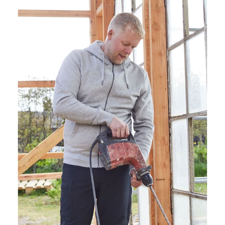 ID Core hættetrøje med lynlås, Grå Melange, M