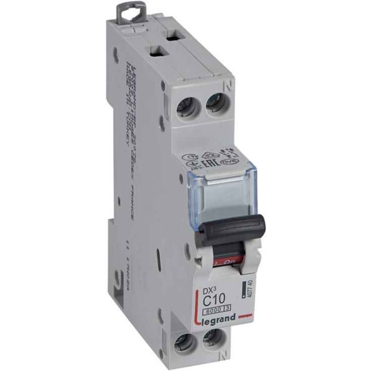 Automatsikring DX3 C 10A 1P+N, 1M, 6/10kA