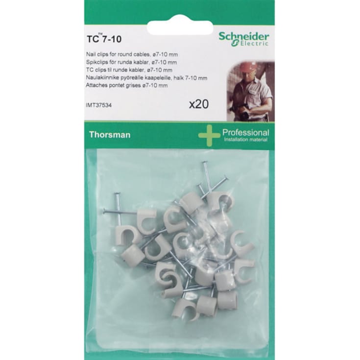 5 stk Schneider TC-kabelklemmer 20 stk, grå, 7-10 mm