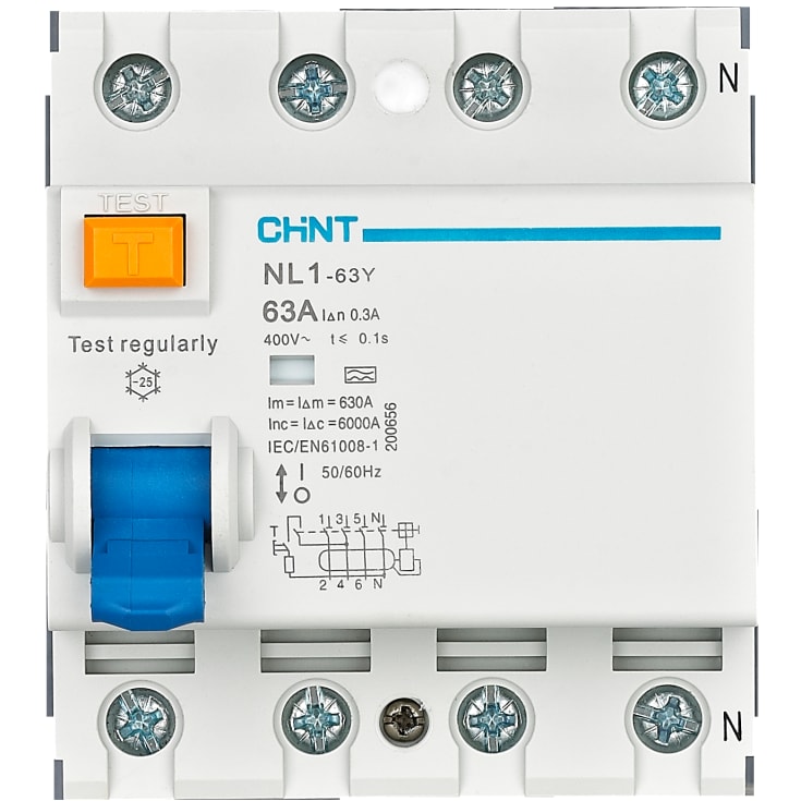 Schneider Chint NL1-63Y PFI-fejlstrømsafbryder 3P+N 300mA 40A