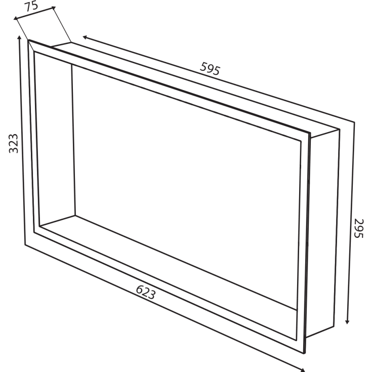 Damixa Zen brusehylde, 59,5x29,5 cm, mat sort
