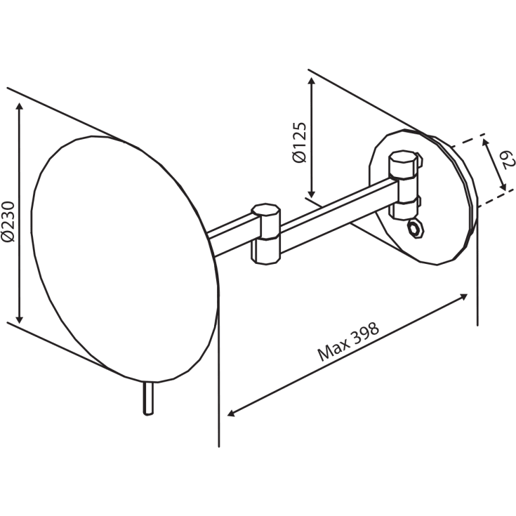Damixa Zen makeupspejl med lys, Ø23 cm, børstet messing