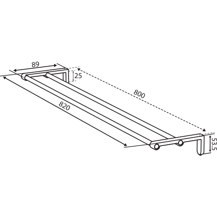 Damixa Zen håndklestang, 80 cm, stål