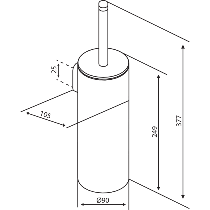 Damixa Zen toiletbørste, krom