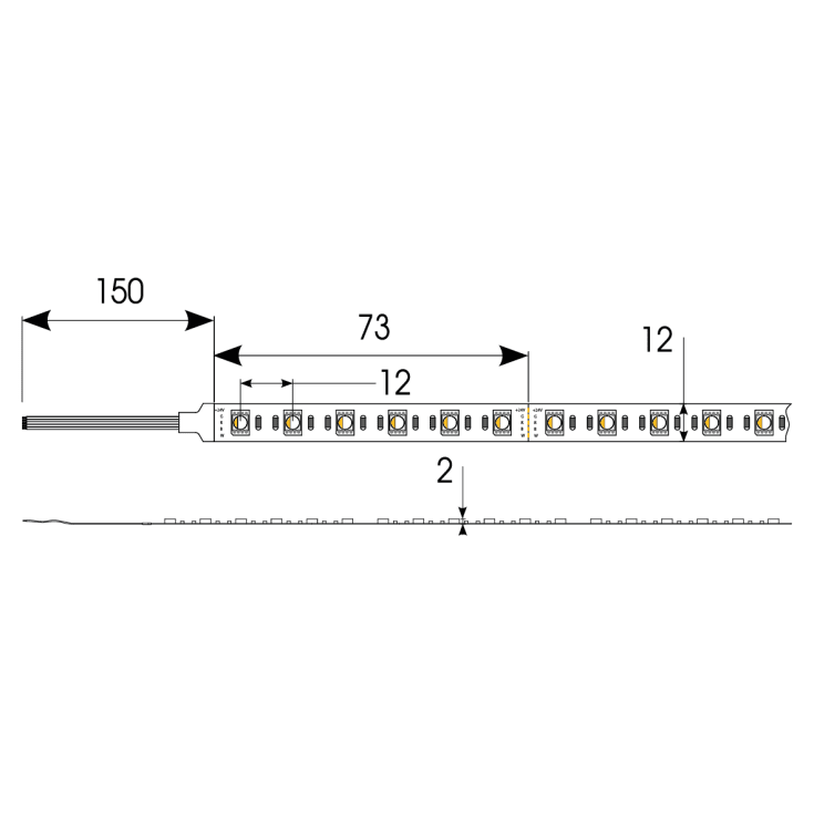 P-Cell 50M RGBW Strip 24V IP67 18W/930 330lm/m b:12mm klip:71,42mm