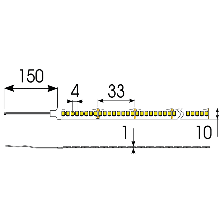 P-celle 5M stripe 24V IP67 19,2W/940 2055lm/mb:12mm kutt:33,33mm