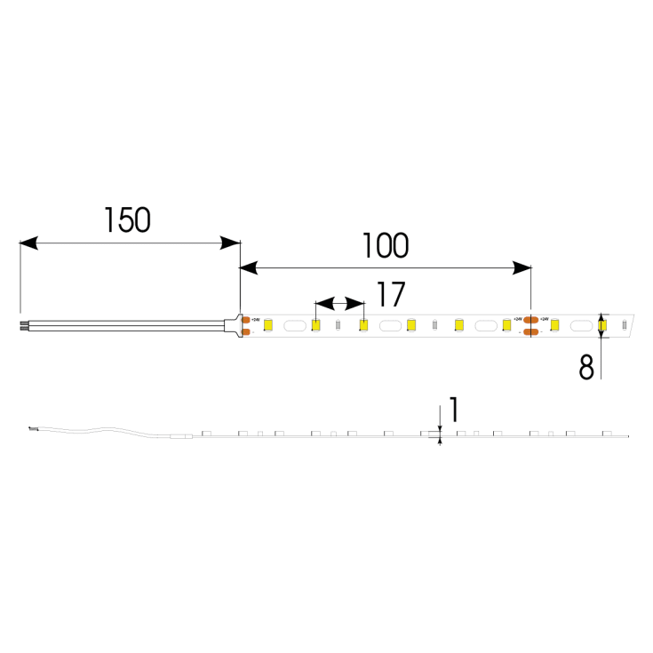 Ansell Lighting Z-Cell LED strip, hvidt lys, 2700K, 50 meter