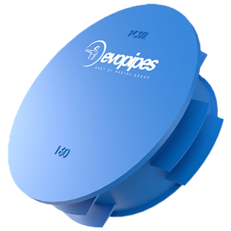 Evopipes 250 mm prop til PE-rør, blå