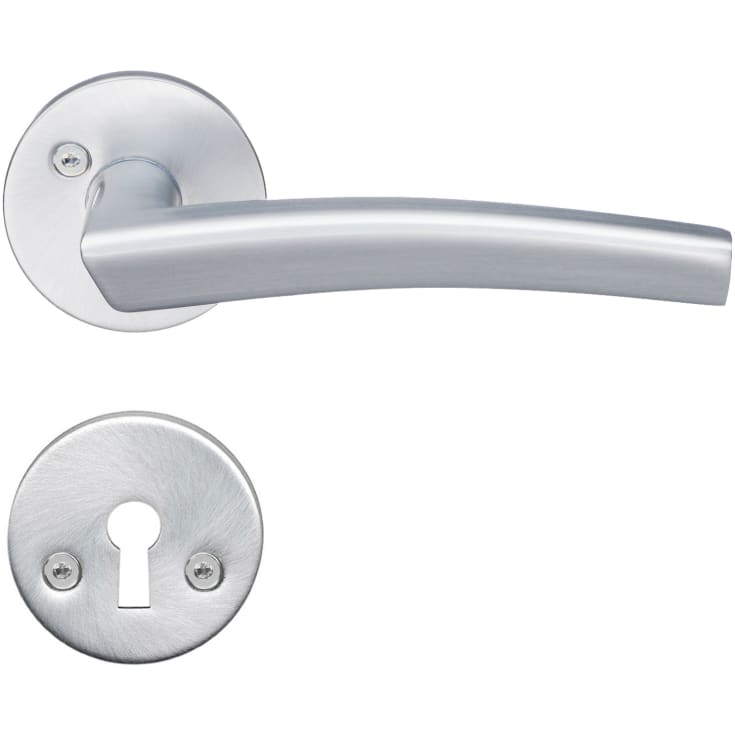 Beslagsboden Basic Modern dörrhantag, borstad krom