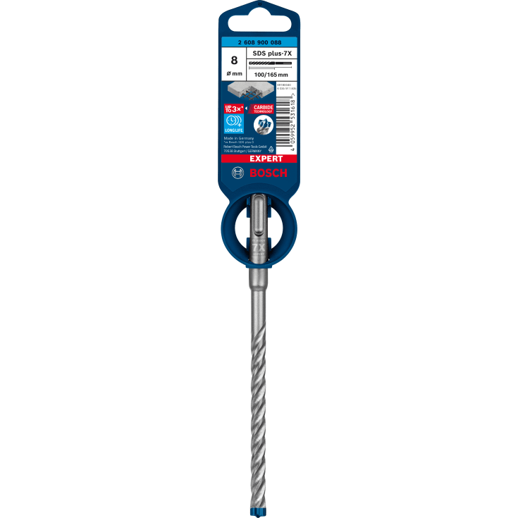 Bosch 4-blads borhammer SDS-plus-7X, 8 x 165 mm