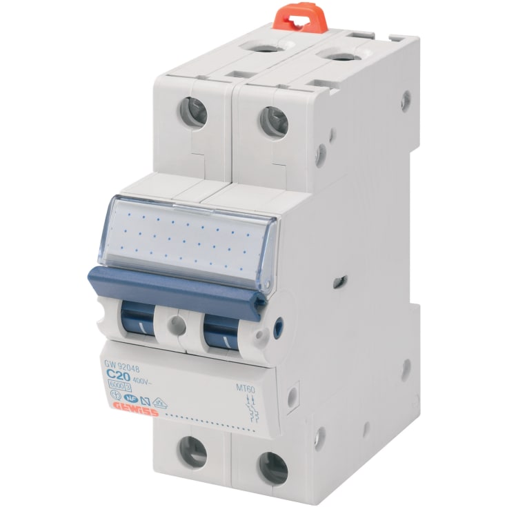 Säkringsbrytare MCB D 16A 2P 6kA 2 modul