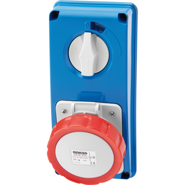 12 stk CEE Stikkontakt til indbygning 4P 16A 400V 6H SBF rød IP67