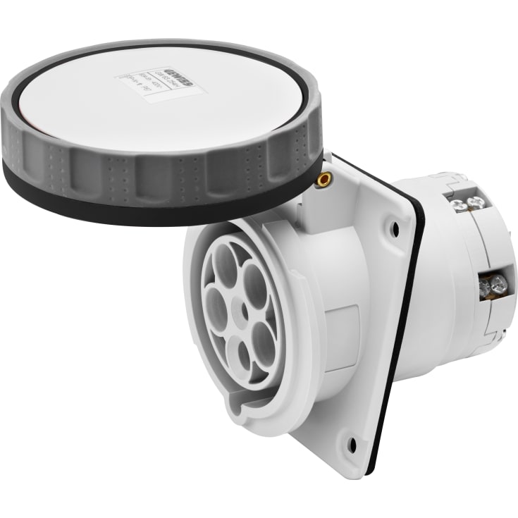 4 stk CEE Indbygnings udtag 10° HP 5P 63A 500V 7H sort IP67