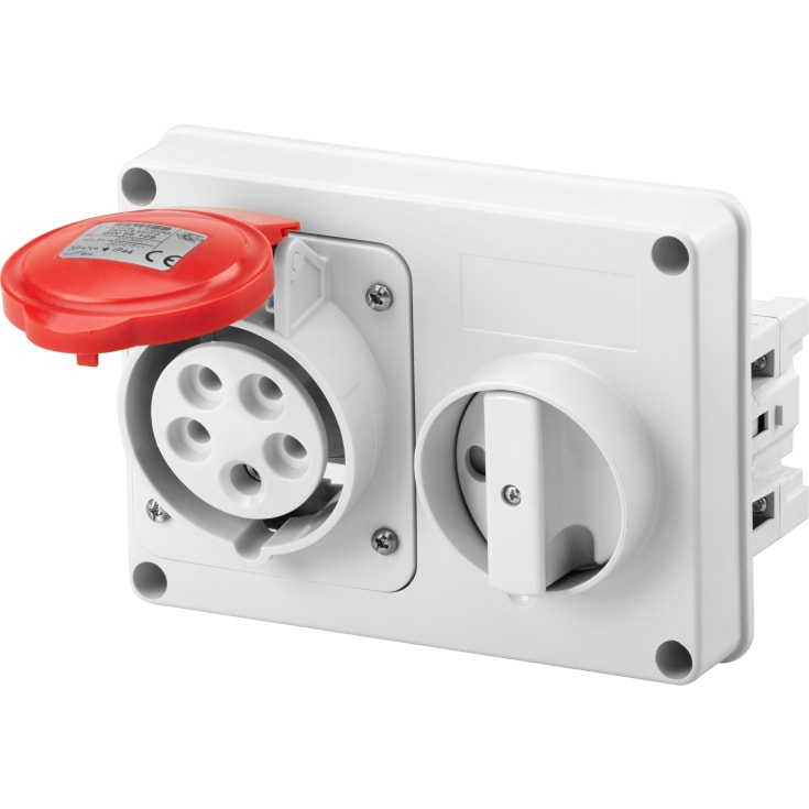 CEE Stikkontakt til indbygning 5P 32A 400V 6H SBF rød IP44