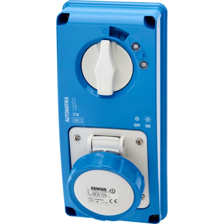 CEE-uttag för infälld installation 3P 16A 230V 6H MT60 blå IP67