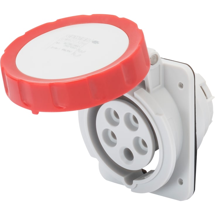 CEE Indbygnings udtag 10° HP 5P 32A 400V 6H rød IP67