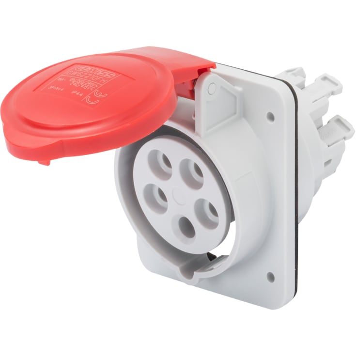 CEE innfelt stikkontakt 10° HP 5P 32A 400V 6H FW rød IP44