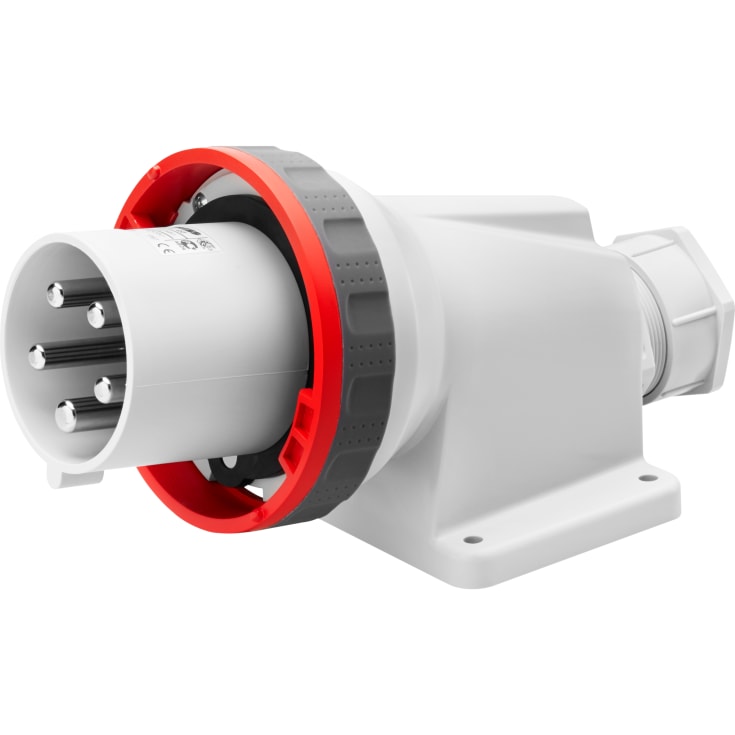 4 stk CEE-apparatinntak 90°, 4P 63A 400V 6H rød IP67