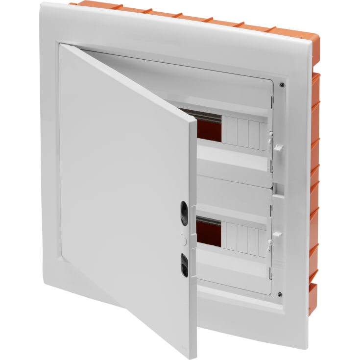 Gruppetavle, planforsænket, hvid låge, 36M (18x2), IP40