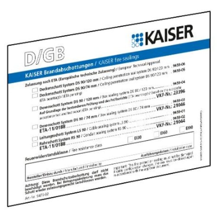 Skilt For ID Brandgennemføring E/F/D