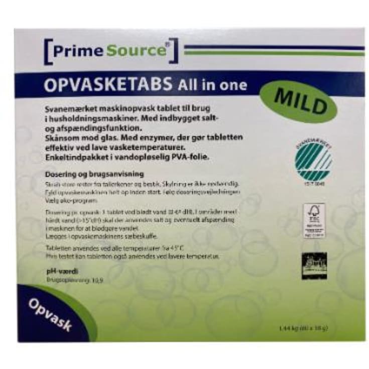 PrimeSource maskinopvask tabs, Mild All-In-One, 80 stk.