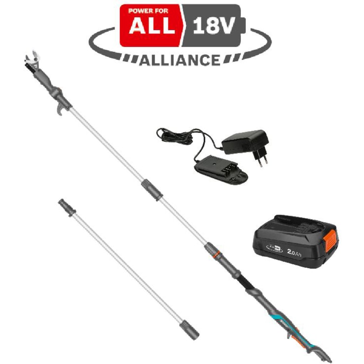 Gardena HighCut teleskopisk sekatör 18V/2,0 Ah batteri + laddare