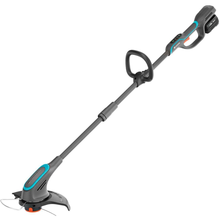 Gardena PowerTrim gresstrimmer, batteridrevet, 30 cm, 18V 4,0 Ah, grå, sett