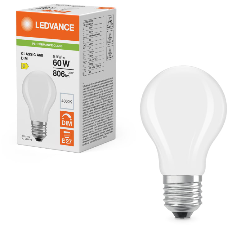 Ledvance Classic E27 standardlampa, 4000K, 5,9W