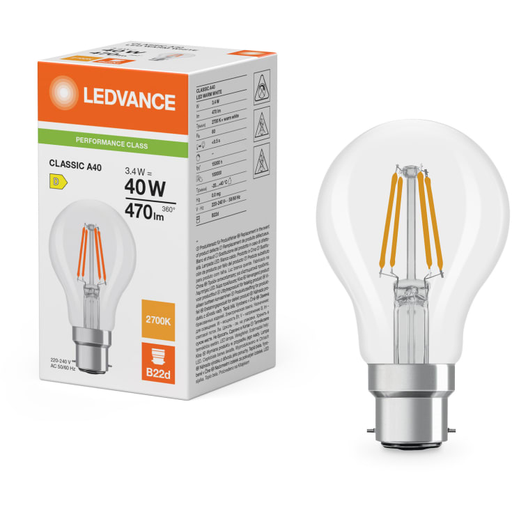 Ledvance B22D standardlampa, 2700K, 2,4W