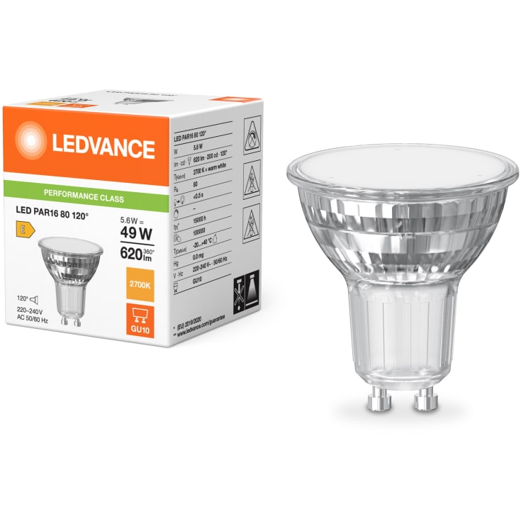 Ledvance GU10 spotlampa, 3000K, 5,6W