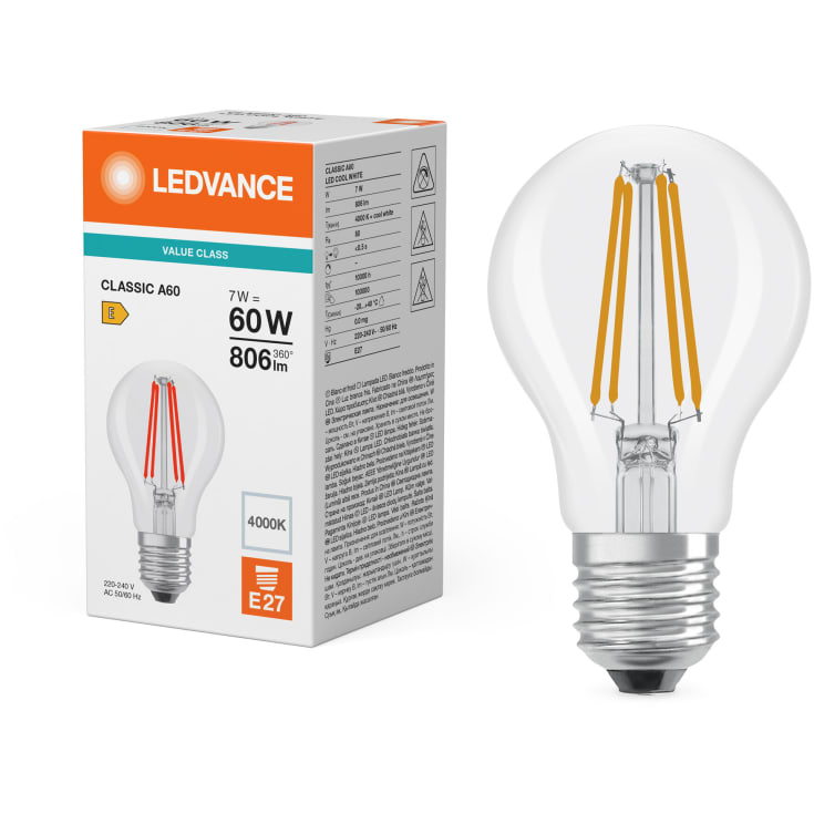 Ledvance Value E27 standardpære, 4000K, 7W