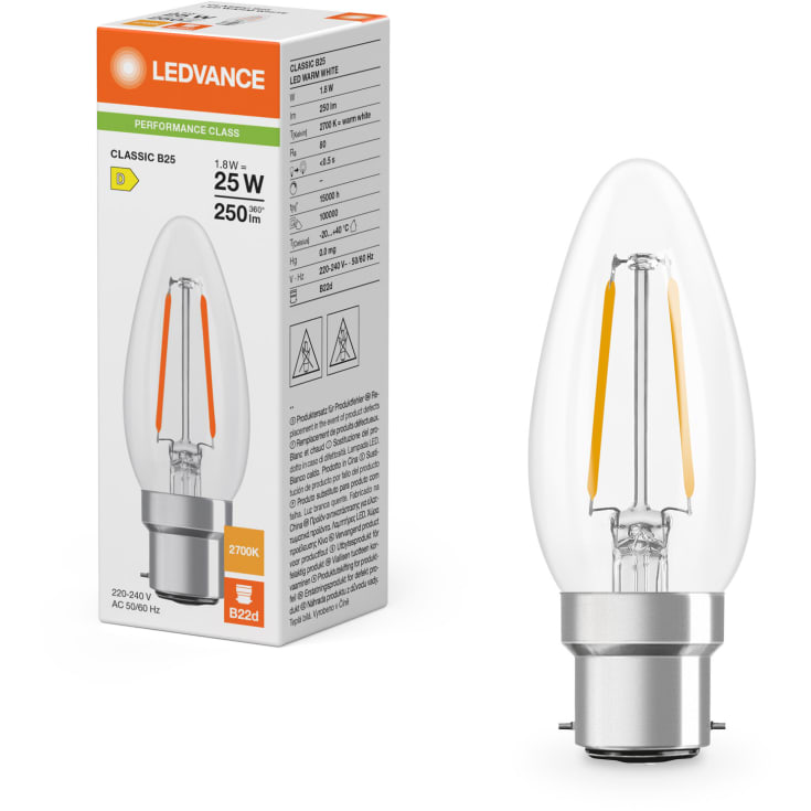 Ledvance B22D mignonpære, 2700K, 1,8W
