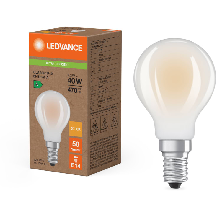 Ledvance Classic E14 klotlampa, 2700K, 2,2W