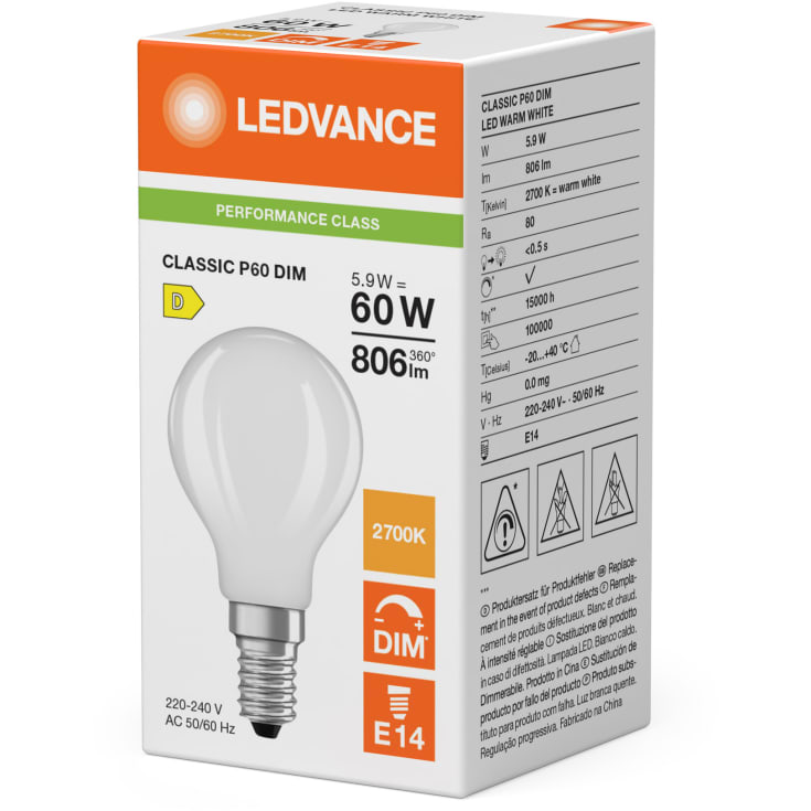 Ledvance E14 kronepære, 2700K, 5,9W